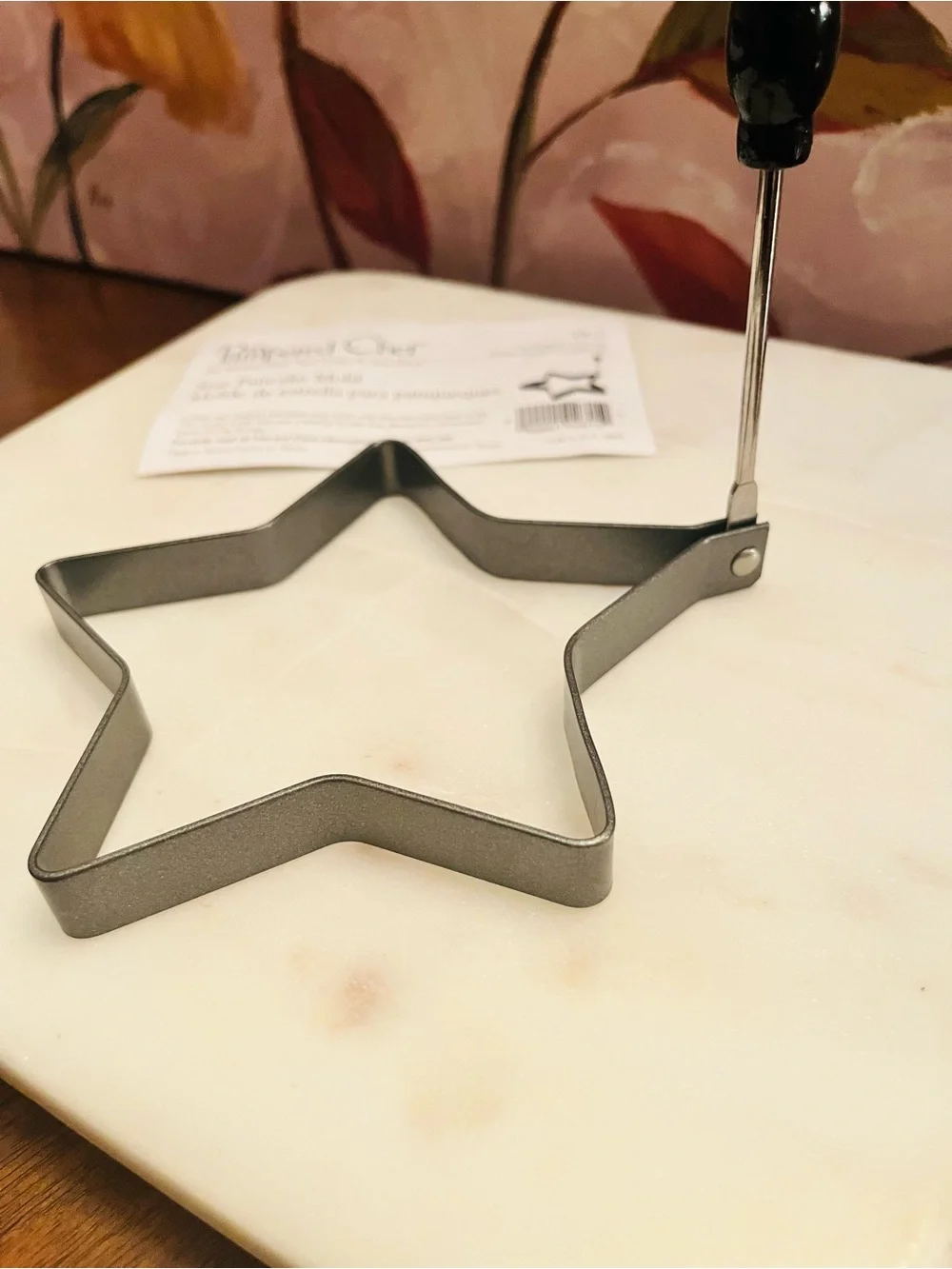 The Pampered Chef Vintage Star Pancake Mold - Stainless Steel, Black Handle NWOT